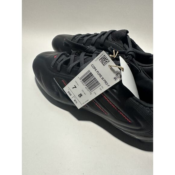 adidas Mens 7 COPA PURE 3 PRO FIRM GROUND SOCCER CLEATS Black/Red JP5620 NEW - Picture 5 of 6